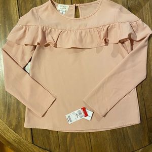 NWT girls light pink shirt sz7/8 ruffle details